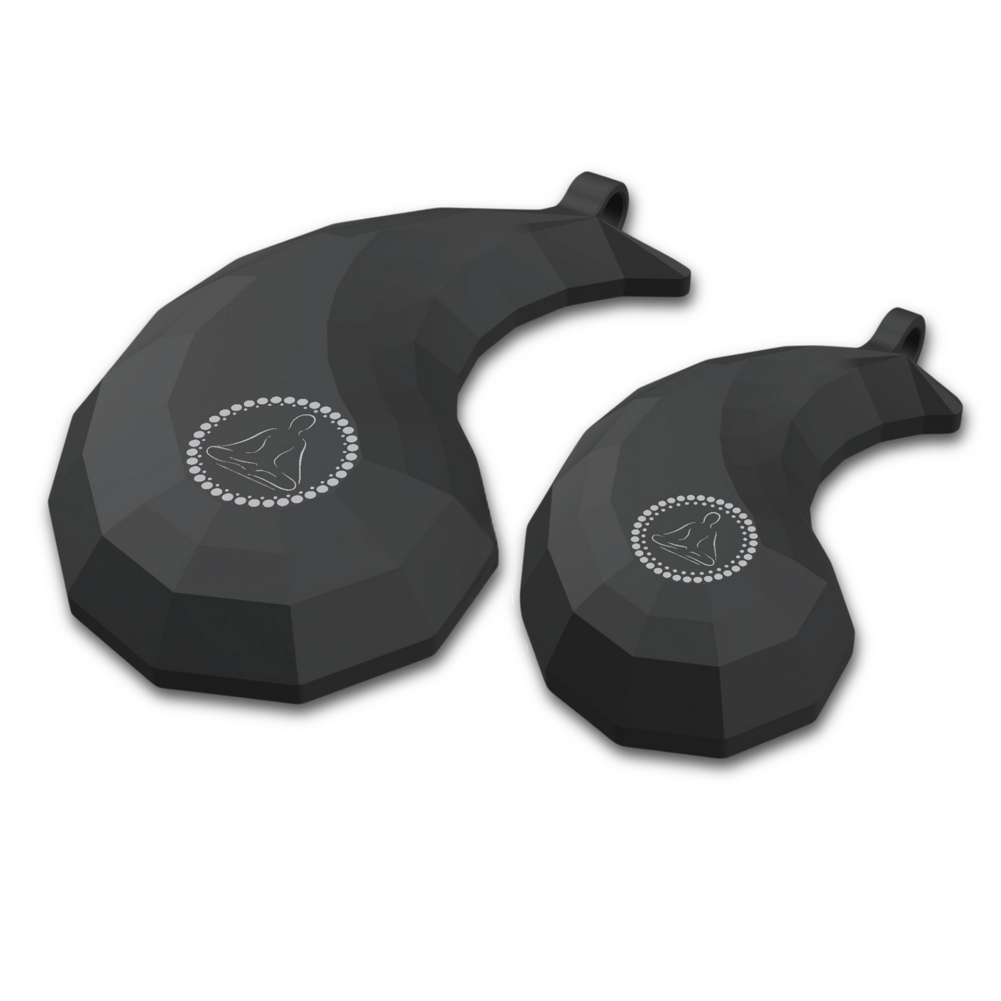 Produktbild des BODY BEAM Spark in Schwarz, Größen Classic und Slim. Zeigt das einzigartige Design und die präzise Verarbeitung. Speziell entwickelt für Menschen, die bewusst in einem Umfeld mit 5G-Strahlung und WLAN leben möchten.