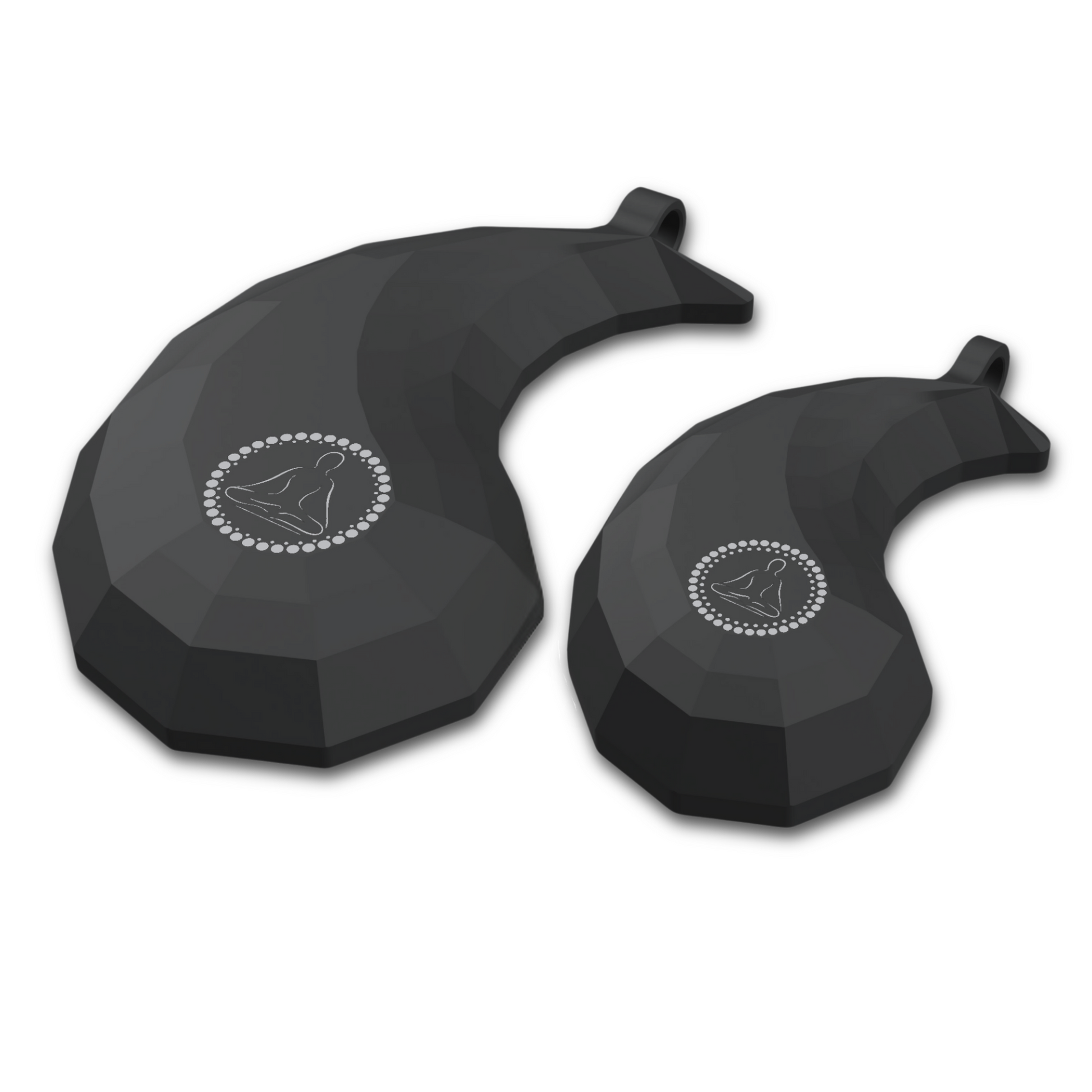 Produktbild des BODY BEAM Spark in Schwarz, Größen Classic und Slim. Zeigt das einzigartige Design und die präzise Verarbeitung. Speziell entwickelt für Menschen, die bewusst in einem Umfeld mit 5G-Strahlung und WLAN leben möchten.