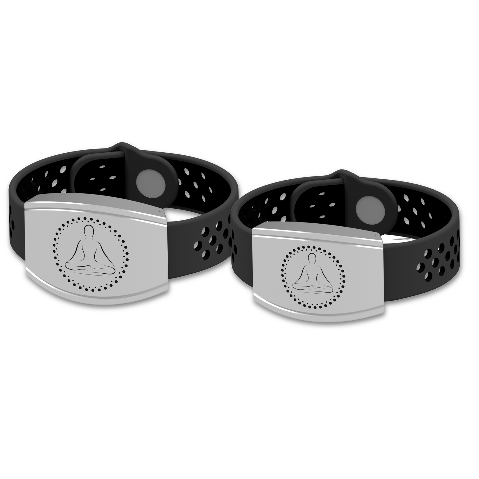 Produktbild des BODY BEAM Pulse Armbands in Silber, Größe Classic und Slim. Zeigt das stilvolle Design und die hochwertige Verarbeitung. Entwickelt für Menschen, die bewusst in einem Umfeld mit 5G-Strahlung und WLAN leben möchten.